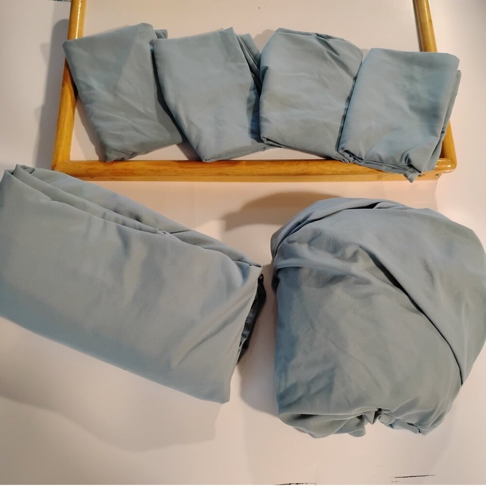 SWEETHOME MICRO FIBER DEEP POCKET QUEEN SIZE 100% POLYESTER DUSTY BLUE SHEET SET